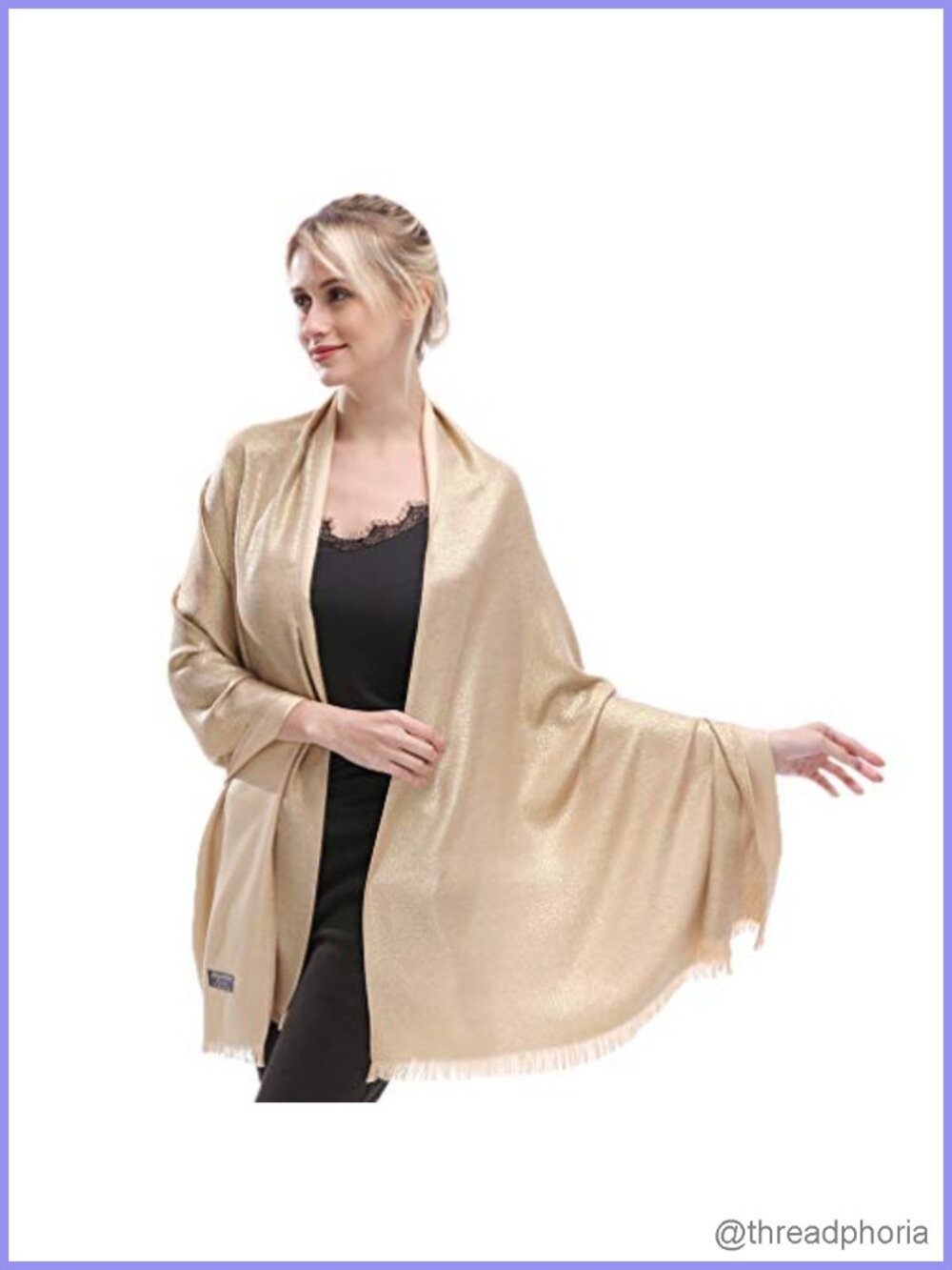 Women's Soft Metallic Pashmina Shawl Wrap Scarf Solid Color Large